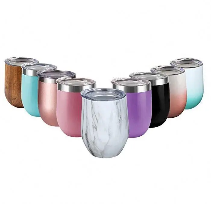 

Eco-friendly wholesale 12oz Egg Shape Wine Glass stainless steel Inspired Solid Cups Swig Tumbler