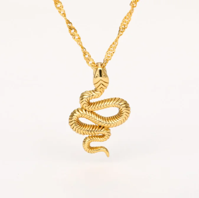 

New cobra snake pendant stainless steel necklaces for men and women, Gold ,silver