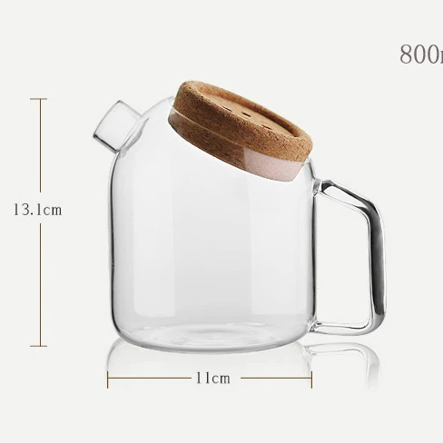 

800ML Glass Teapot Newest Design Hot Sale Simple Style Borosilicate Glass Tea Pot With Cork Lid