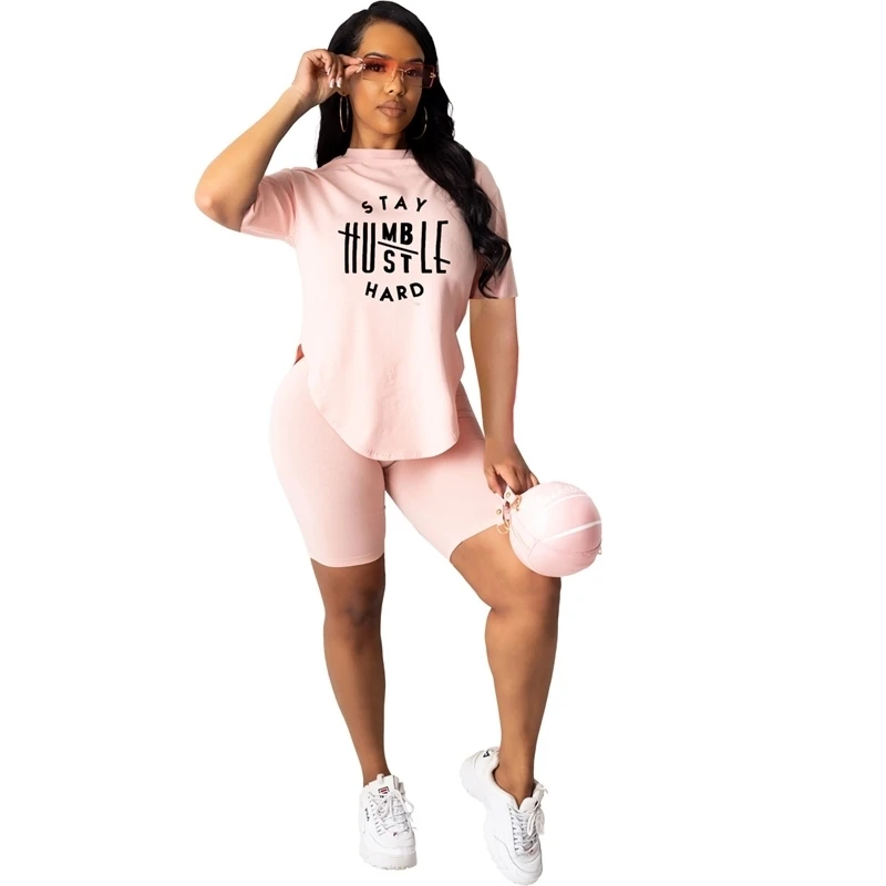 

Summer Plus Size Short Outfits Tracksuits Two Piece Jogger Letter 2022 Tshirt Short Set For Woman