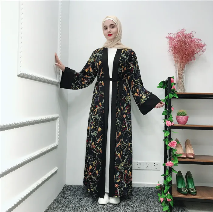 

new arrival fashion Muslim Open Soft Crepe Abaya long dress, Black