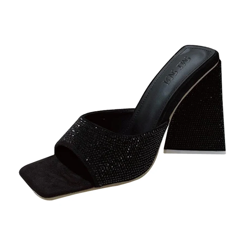 

High heels women's mule 202 new open toe single shoulder strap women's slippers sexy party nightclub summer slide