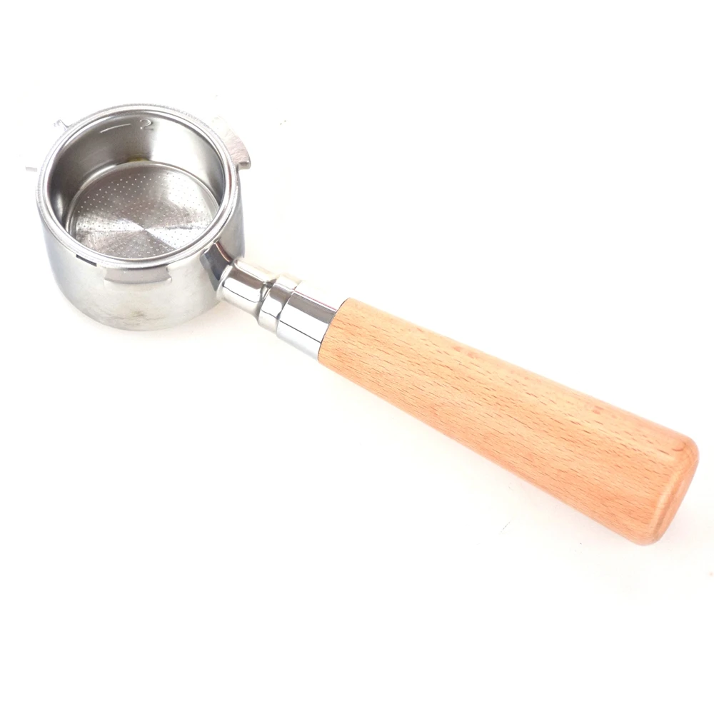 

Stainless Steel Bottomless Portafilter  Barista Professional Espresso Coffee Filter Baskets Wood Handle Accessories