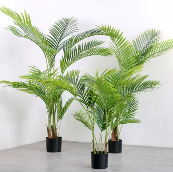 

Different Shaped Artificial Areca Palm Tree Faux Plastic Plant With Pot For Home Decor, Green