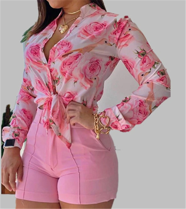 

Manufacturing suppliers wholesale women clothing fall elegant long sleeve floral blouse CB_YDF4502