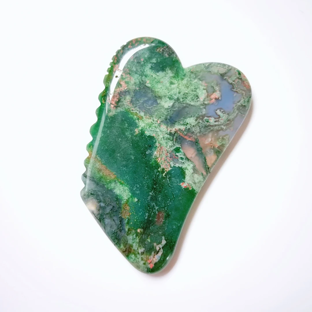 

Moss Agate Guasha Facial Jade Face Body Gua Sha Board Massager Tool