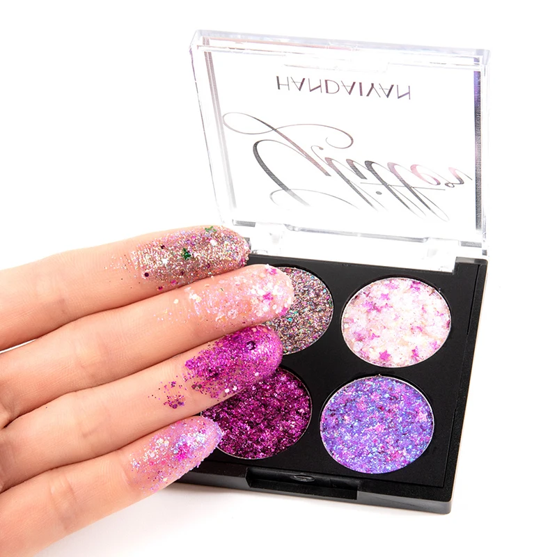 

Factory Wholesale Makeup 4 Colors Cosmetics Glitter Eye Shadow Pallet Makeup