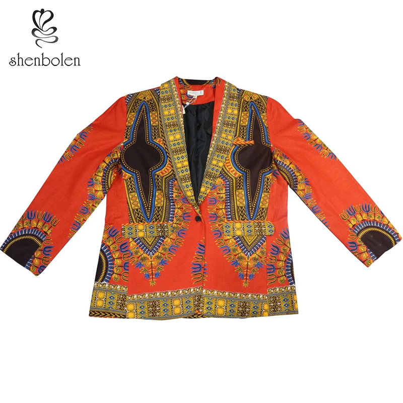 

2021 African Traditional Design Single Button Placket Two Front Pockets Dashiki Wax Print Fabric Women Jackets, As pictures