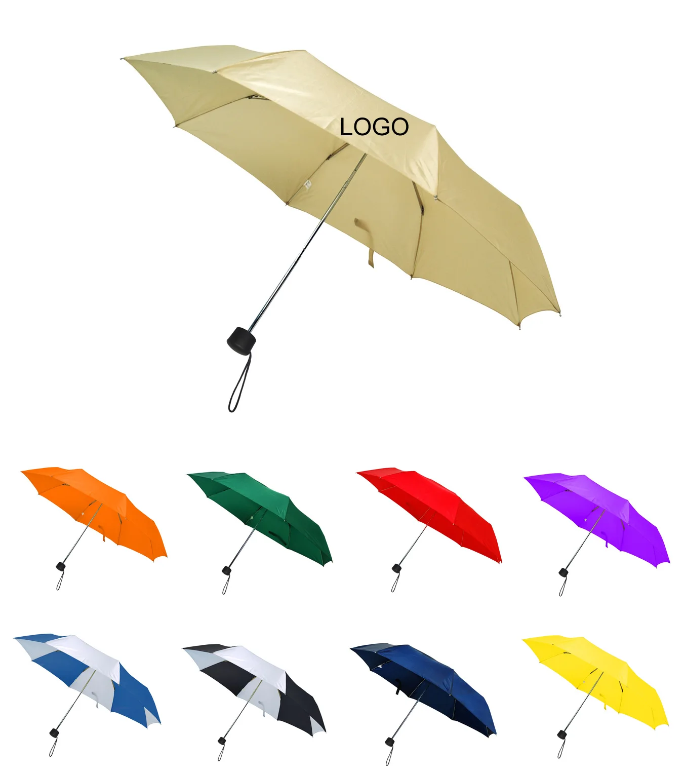 

3 folding umbrella manual saft button heavy frame custom print gift umbrella, Pantone color