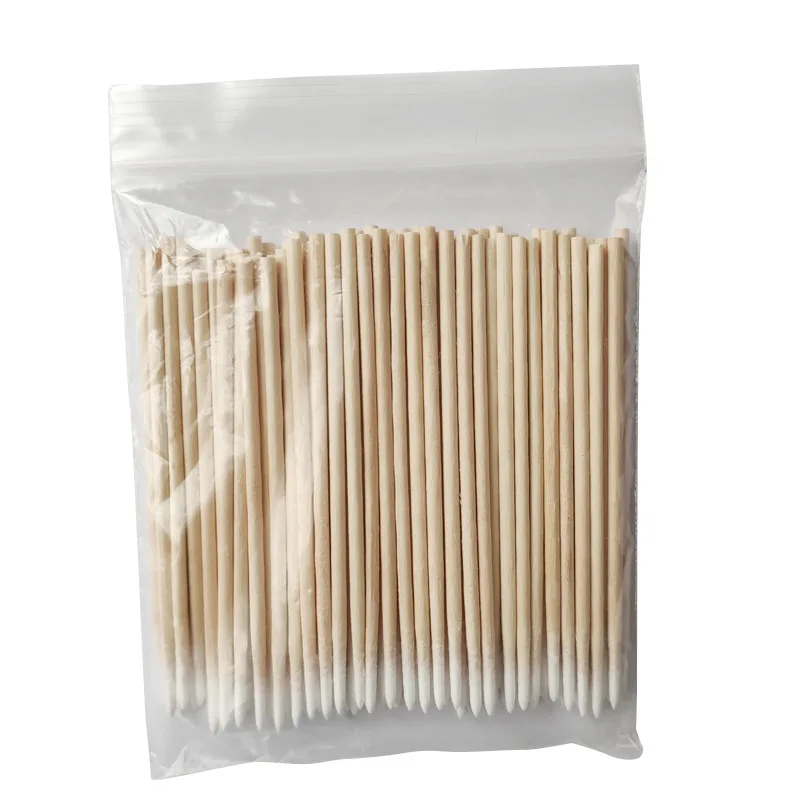 

Makeup tool one head disposable pointed tip cotton swabs wooden stick, Wood color