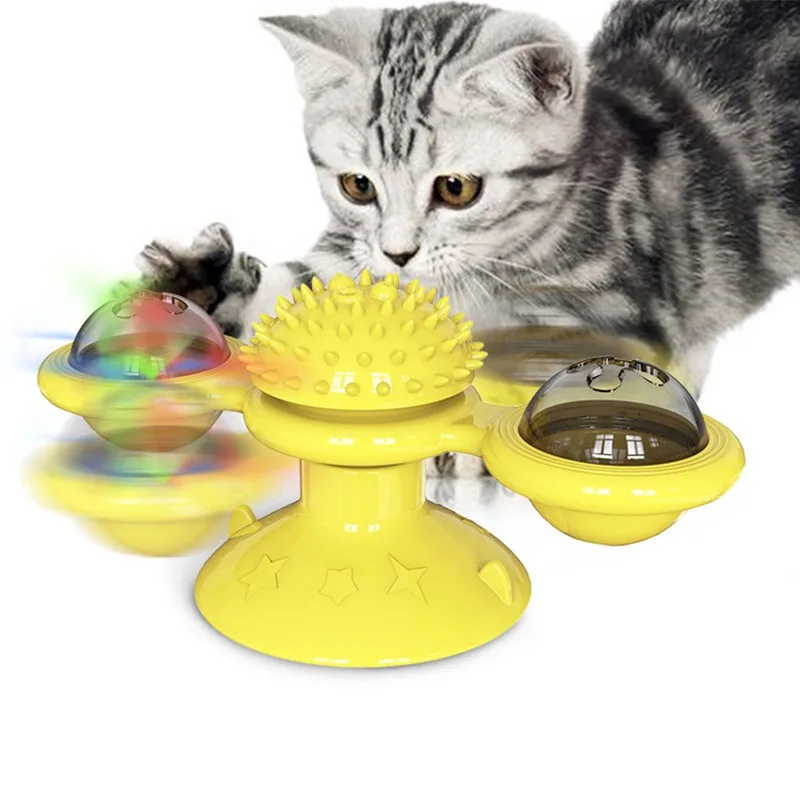 

Self Grooming Brush with Smart Rub Stable Rotating Spinning Windmill Cat Toys