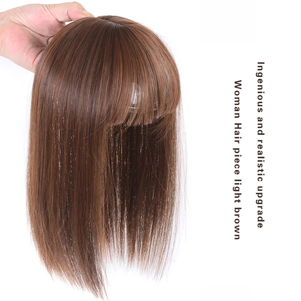 
Silky Straight Weave Synthetic Hair Toupee Women Hair Bang Natural Color Fringe Top Closures Hairpins Clip In Toupee Hairpieces 