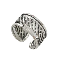 

Fashion Korean of S925 sterling silver rings new arrival double-stranded antique personality rings opening simple silver