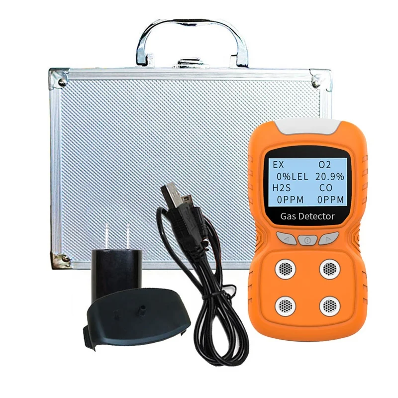 
Portable multi gas detector 4 gas analyzer monitor with micro clip (H2S O2 CO LEL(Ex)) 4 Compound gas detector 