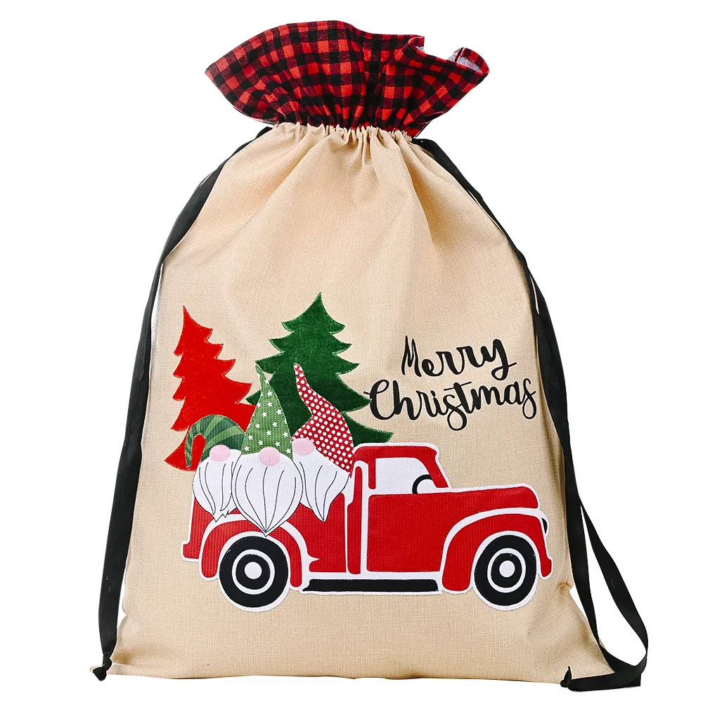 

SD037 Christmas Decorations Forest Elderly Car Cloth Gifts drawstring Bags Santa Backpack Candy Bag Gift Bag