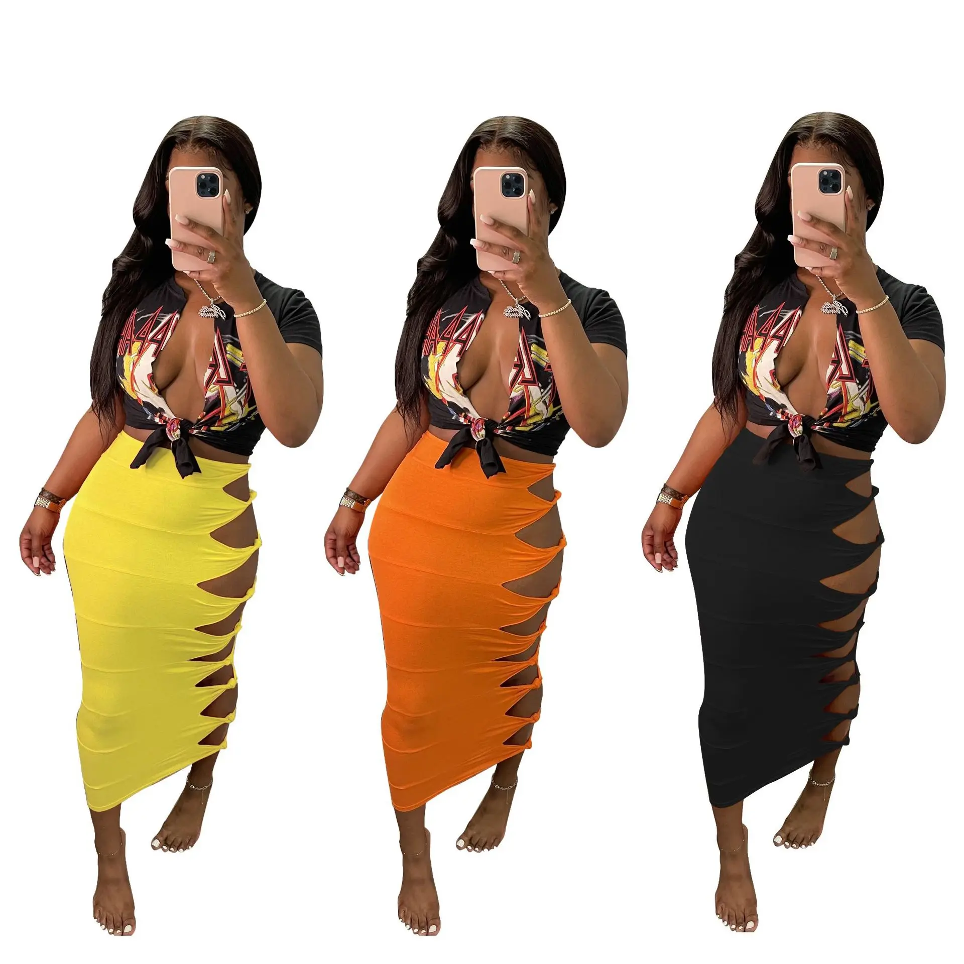 

Sexy hollow Solid color sexy ladies hollow knotted bandage slim hollow dress party nightclub half-body dress, 3 colors