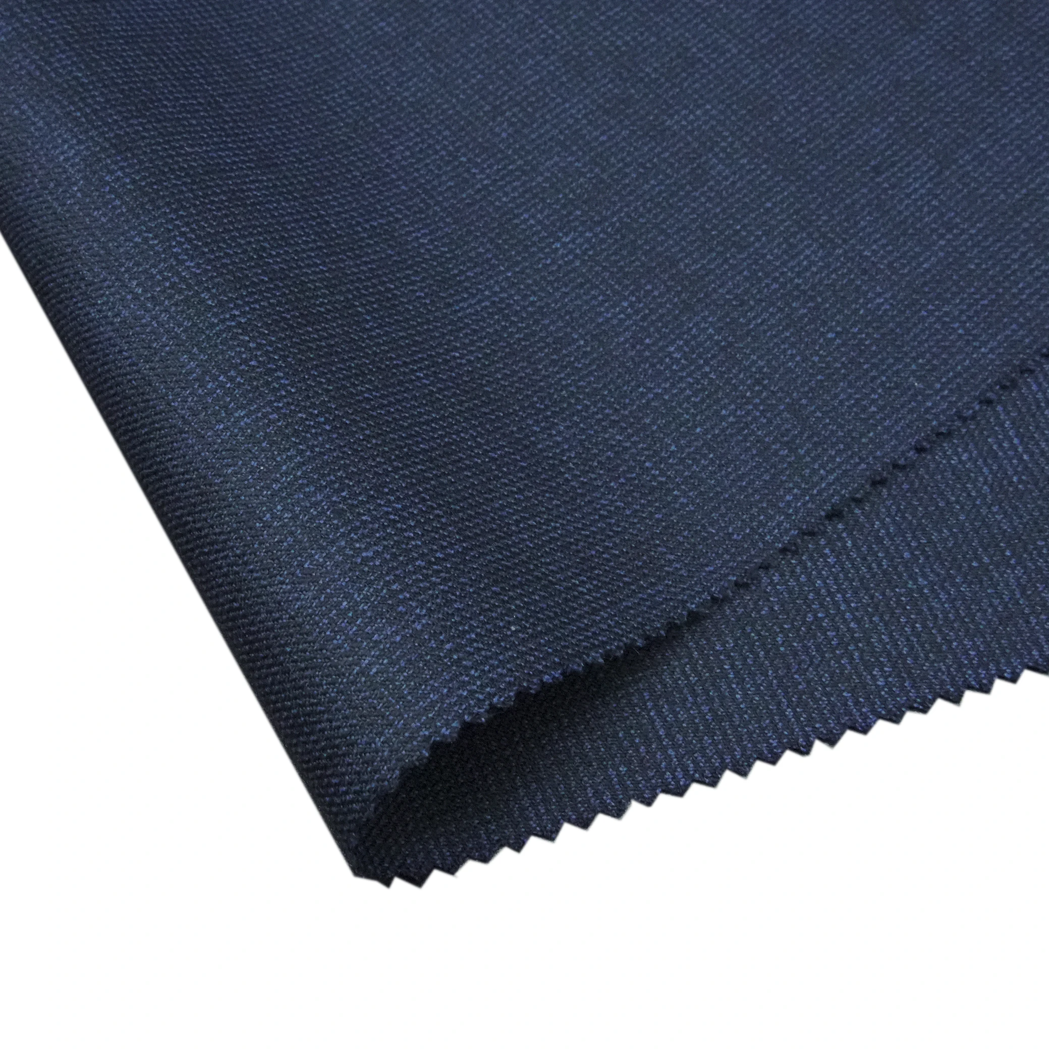 Comfortable Organic Stock Blend Wool/Polyester Yarn-Dyed Eco-Friendly Woven Medium Weight Italian Merino Wool Suiting Fabric