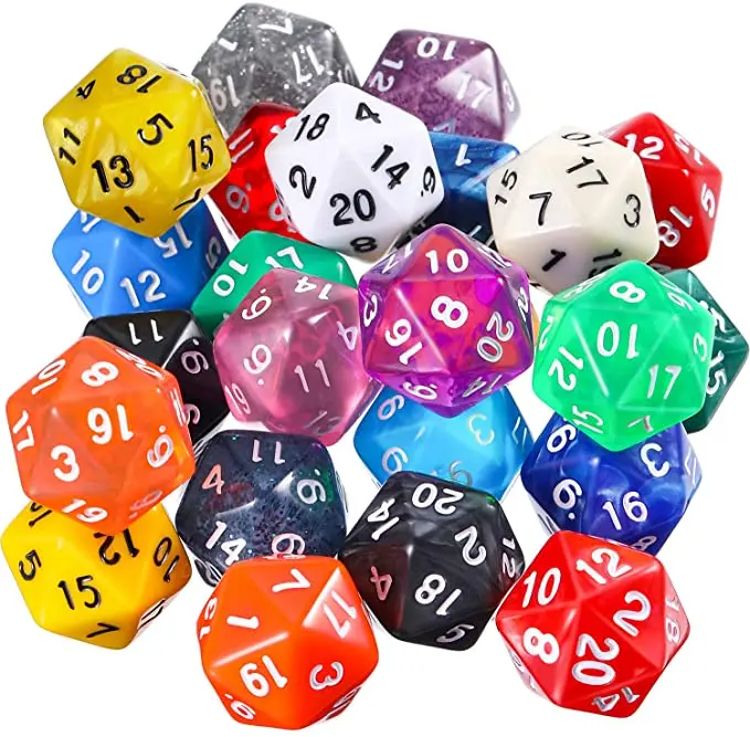 

20-sided Dices D20 Polyhedral Dice for DND RPG MTG and Other Table Games with Random Multi Colored Assortment