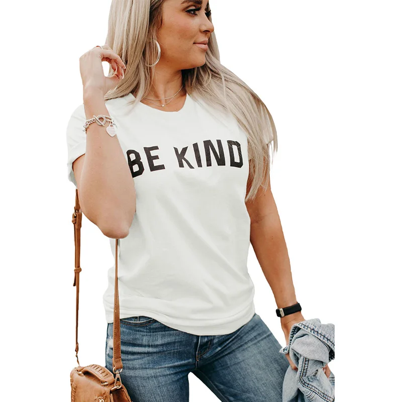 

Wholesale High Quality Women Short Sleeve T Shirt Letter Printed White T-shirts