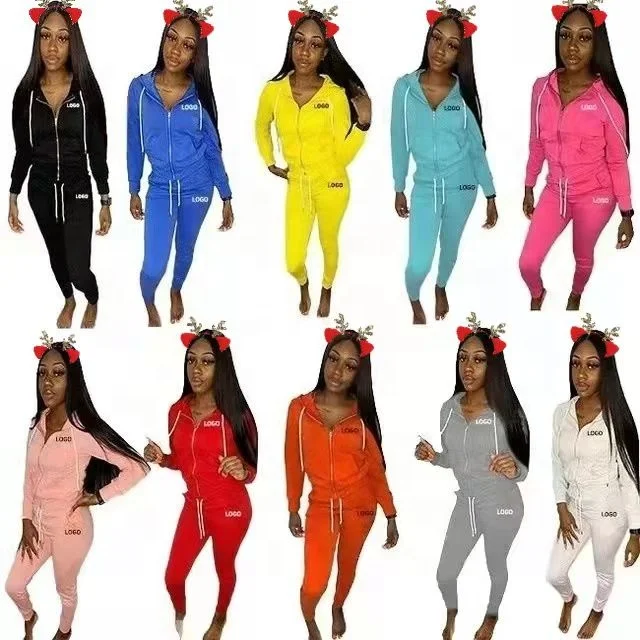 

Custom logo tracksuit 2022 Fall Winter Women two piece pants set Hoodie Pants Set Casual Hood Sweatsuit Women