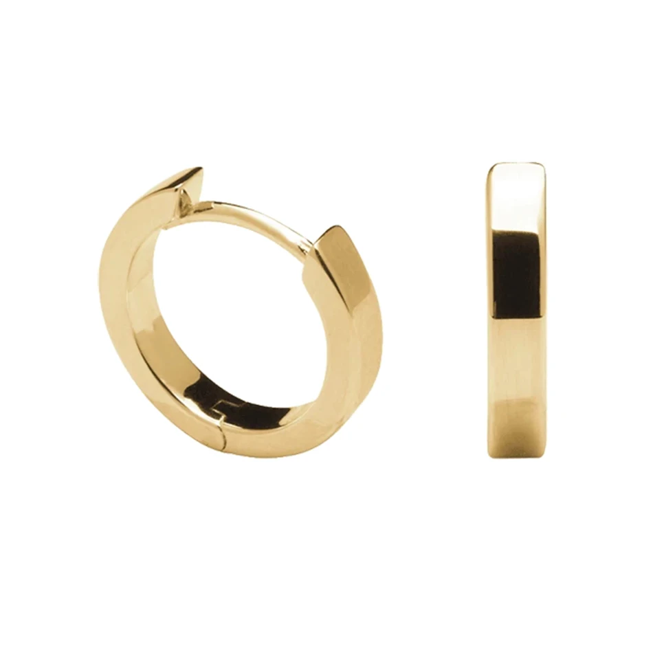 

wholesale 18k gold plated popular jewelry thin plain 925 sterling silver huggie minimalist bold hoop earrings