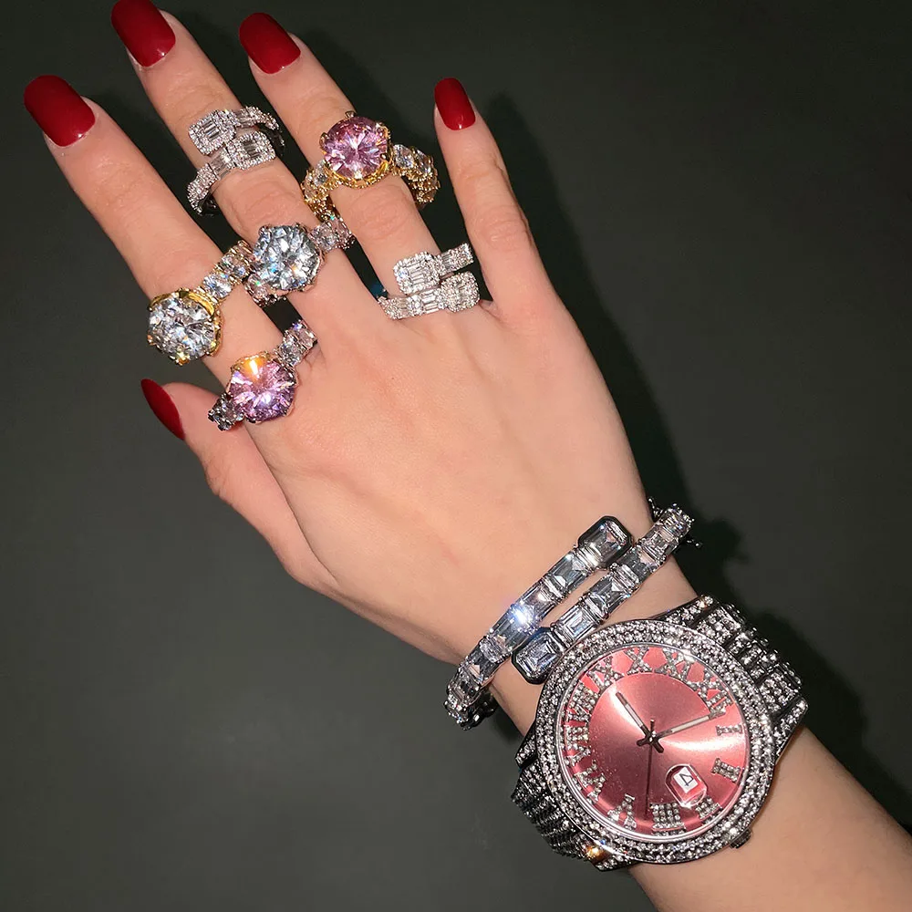 

FOXI new product Bling Wristwatch Diamond Luxury Quartz Watches for men bracelet women set 2022