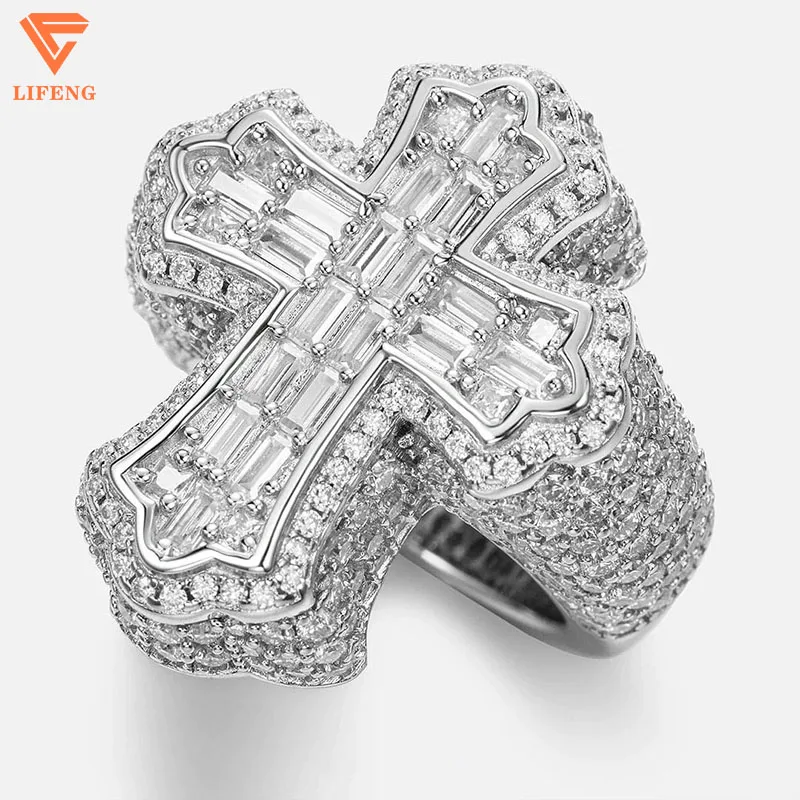 

New Hiphop Fine Jewelry Rings Iced Out Gold Plated 925 Sterling Silver VVS Moissanite Ring With GRA Certificate