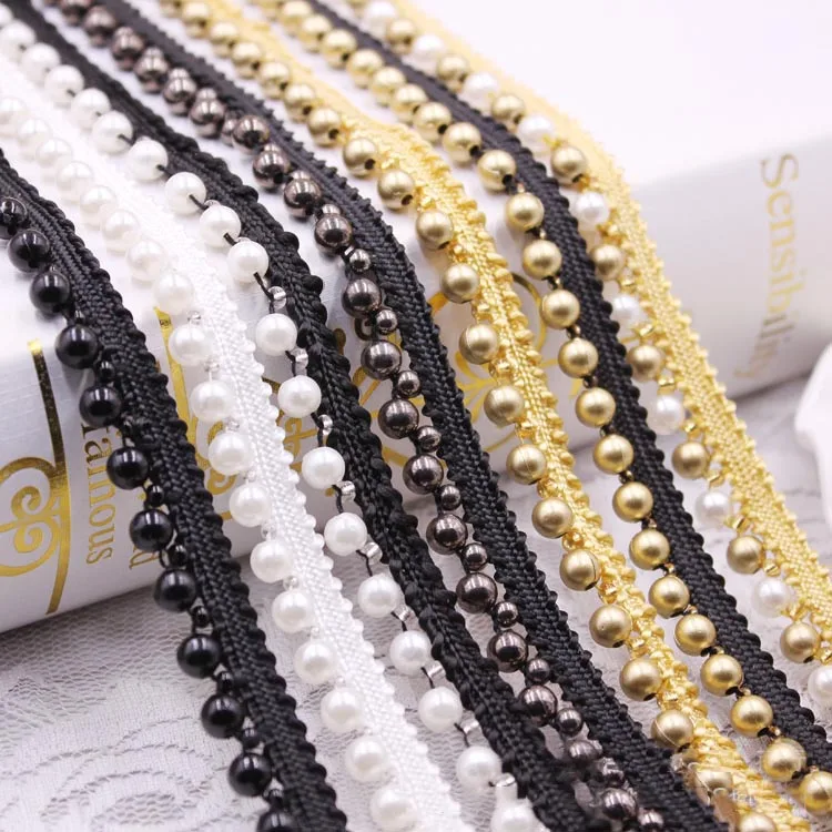 

Deepeel AP346 6mm DIY Sewing Garment Bags Decor Accessories Collar Clothing Trim Ribbon Fabric Pearl Beaded Lace