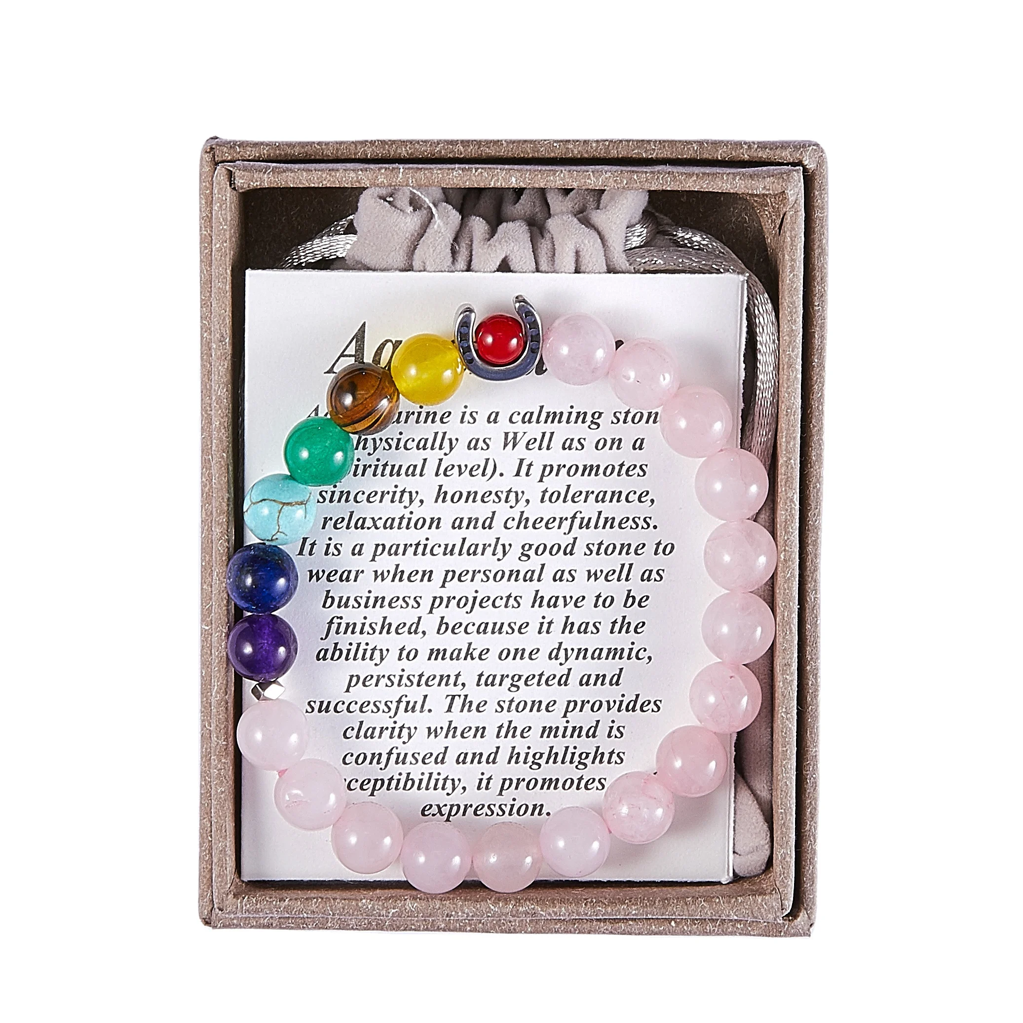 

2021 Stainless Steel Gemstone Bracelet Healing Chakra Natural Rose Quartz Stone Bracelet Women Jewelry, As photo