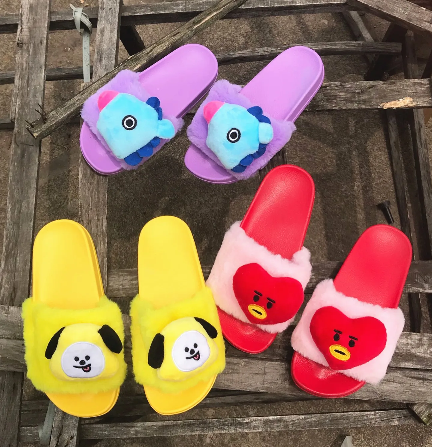 

Bangtan Boys Wholesale KPOP Idol Merchandise Cartoon Cute Bangtan Boys BT21 Doll Plush Slipper