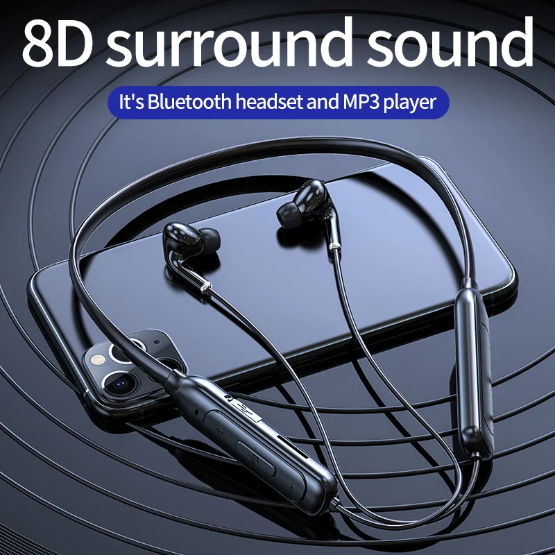 

New Sports Earphone wireles Support Stereo bass Hanging Neck With card function wireless earphone for all smart phone