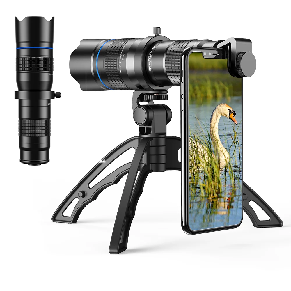 

2021 new trending telescope camera lens phone 20-40x zoom telephoto lens with tripod for mobile phone, Black