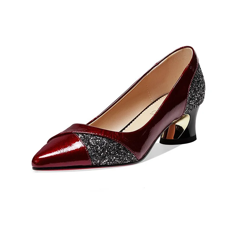 

High Heels Pumps Zapatos De Mujer Tacon Medio Elegantes Fashion Shoes For Women Mixed Colors Shallow Slip-On Party Heels