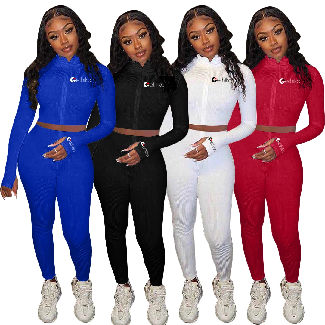 

2020 New women's high collar embroidery Slim long sleeve sports women Bodybuilding jumpsuit