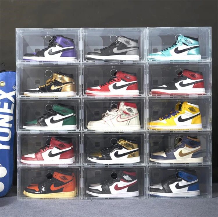 

Hot Sale 2022 Plastic PP Shoe Box Care Clear Shoe Display Boxes Stackable Organizer Sneaker Shoe Storage Box, As picture or customized