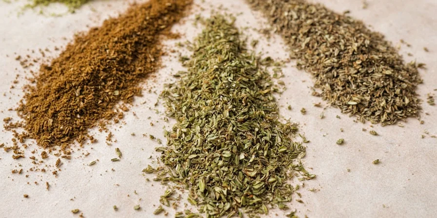 Organized spice rack and fresh herbs stored properly