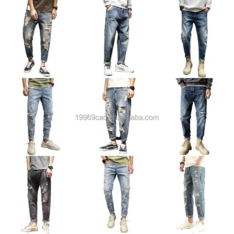 

2022 new men's jeans summer straight wide leg thin hole loose casual washed jeans are fashionable, Customized color