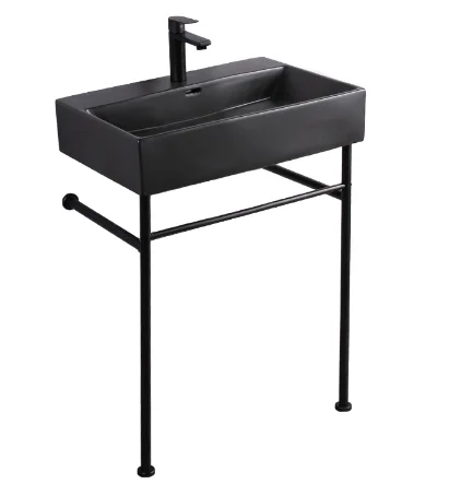 
Ceramic Bathroom Sink black stainless steel support wash basin 