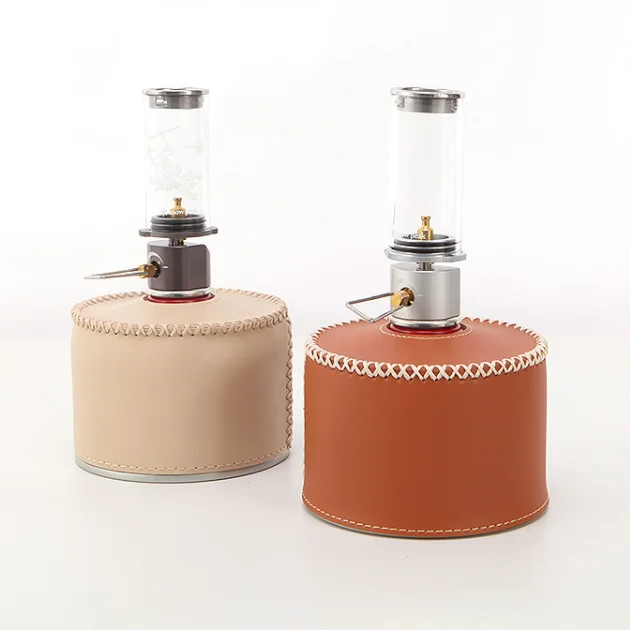 

In Stock Butane/Propane Gas Canister Leather Cover Outdoor Camping Hiking Propane Cylinder Protective Cover For Gas Fuel Tank, As picture customized color
