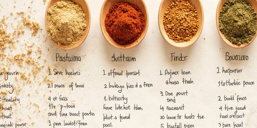 Reddish berbere powder in a glass jar with a wooden spoon