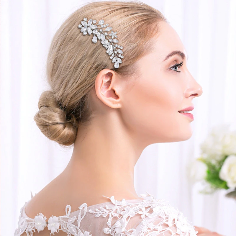 

Fashion Wedding Bridal Alloy Wedding Zircon Crystal Handmade Hair Comb Bridal Hair Comb Hair Accessories