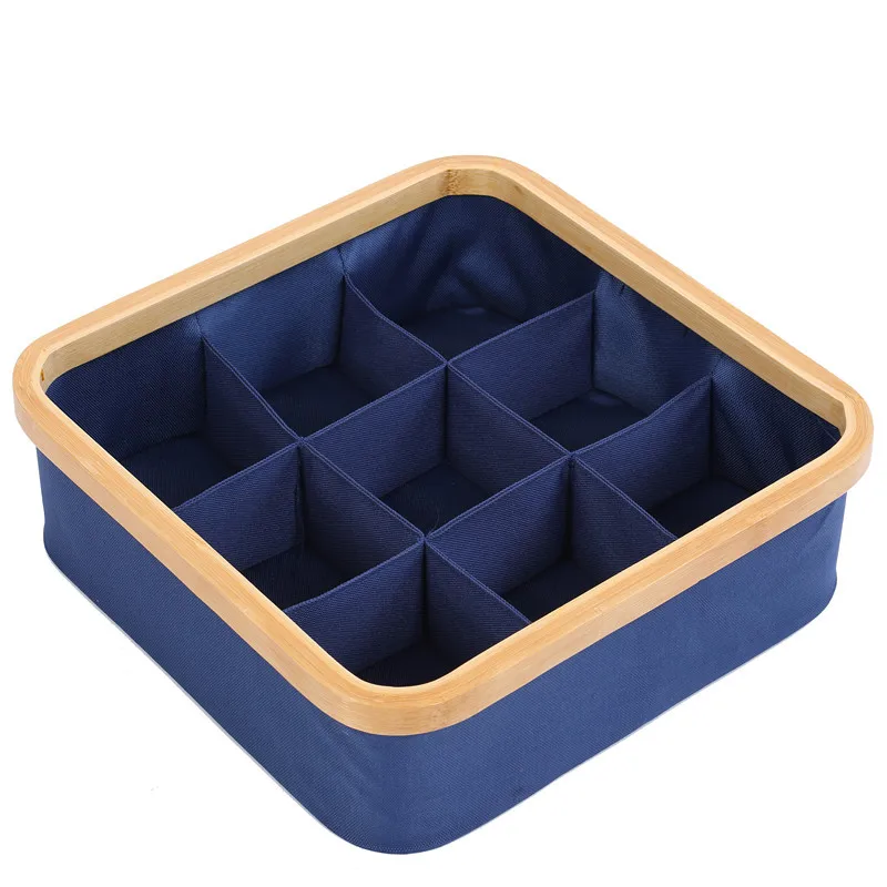 

Fabric Cube Household Storage Divider 9 Cell Collapsible Underwear Cabinet Closet Underwear Organizer, Blue