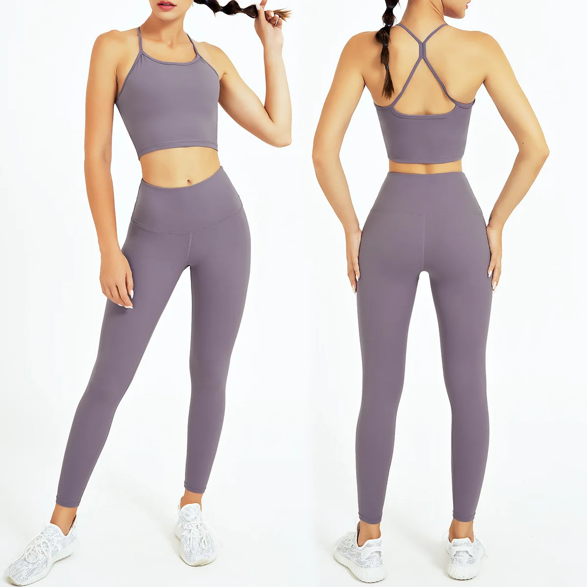 

China Factory Direct Sale Lulu Material Comfortable Breathable Workout Sets Quick Dry Compress Two Pieces Women Yoga Sets, Customized colors