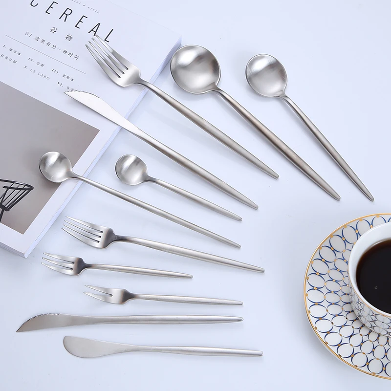 

wedding sustainable stainless steel steel fork and spoon flatware restaurant gold cutlery silverware set