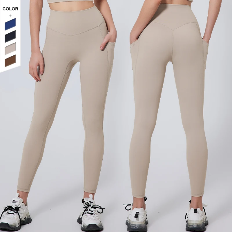 2024 Custom Logo High-Waisted Peach Hip Compressions Pants Leggings Tummy Control Yoga Pants Running Workout Trouser for Women