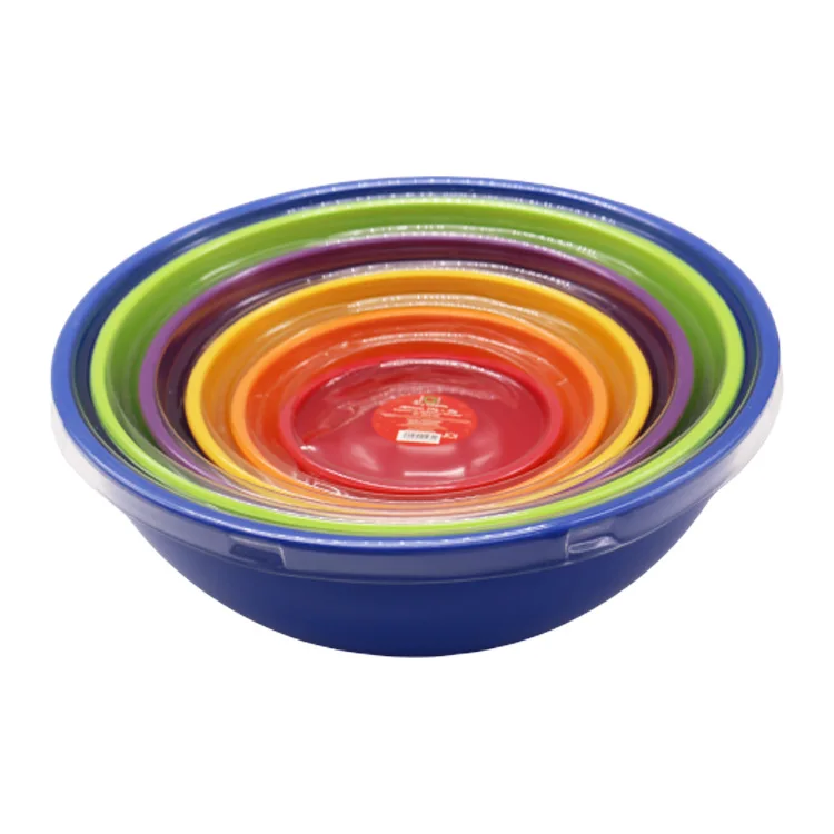 6pcs solid color plastic melamine fruit salad mixing bowl set