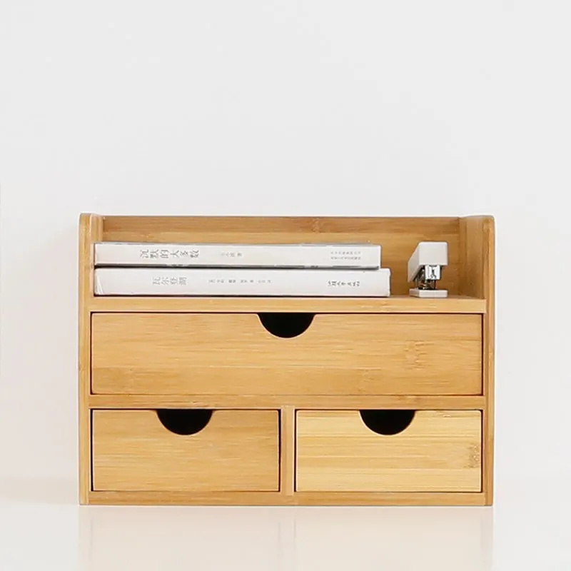 Bamboo Wood Shelf Organizer For Desk With Drawers Mini Desk Storage For