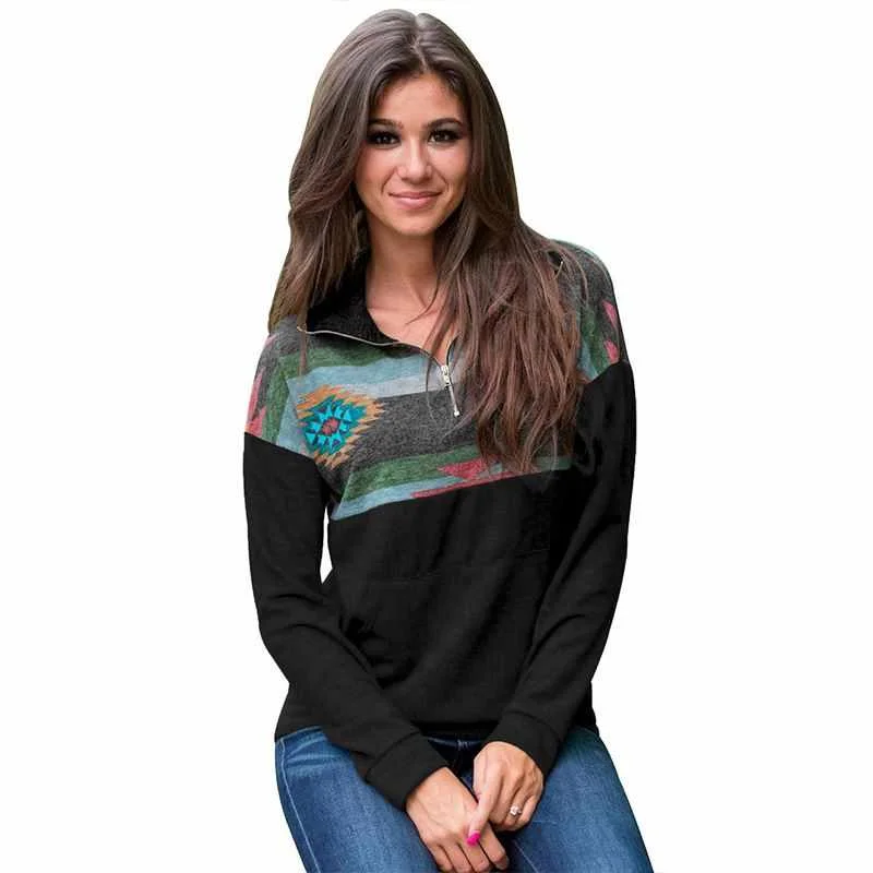 

2020 New Designs Ladies Autumn Casual 1 4 Zip Pullover Sweatshirt Women
