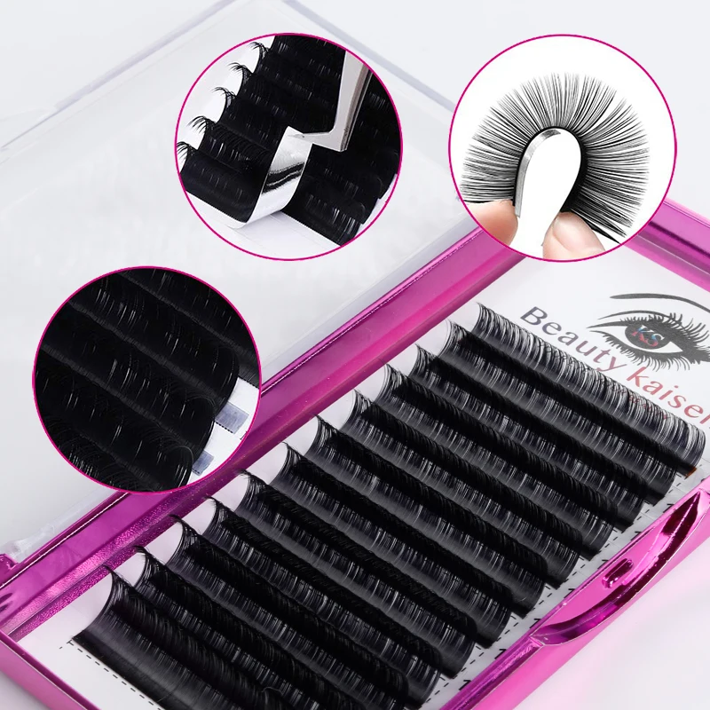 

Factory Spot Wholesale D Curl 0.07 0.15mm Lash Fans Supplies Eyelash Extensions Vendors, Natural black