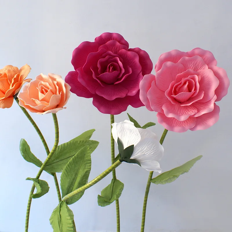 

New design Wholesale Giant PE Large Flowers head Large Artificial Foam Roses Flower For Wedding Decor